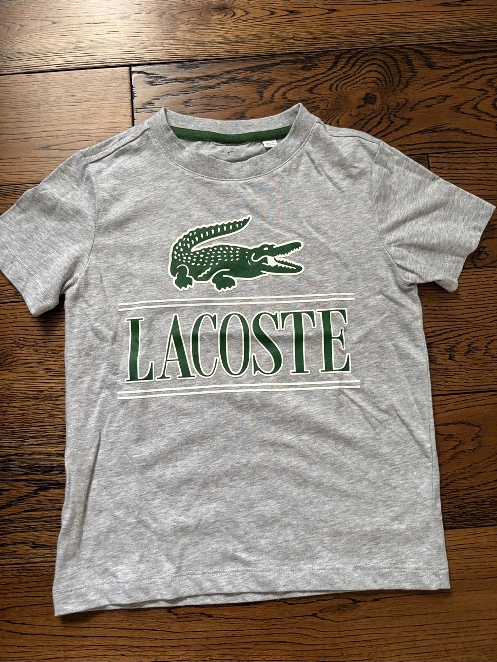 Lacoste Gray Tee with Green Crocodile Logo